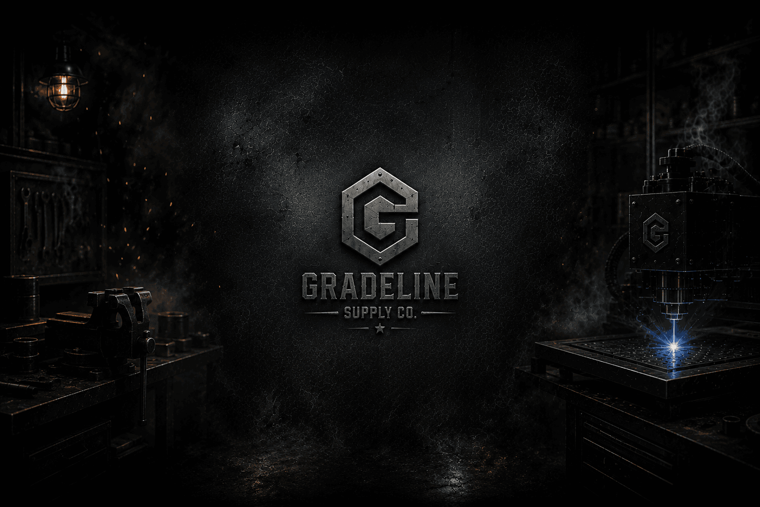 Gradeline loading screen industrial workshop background