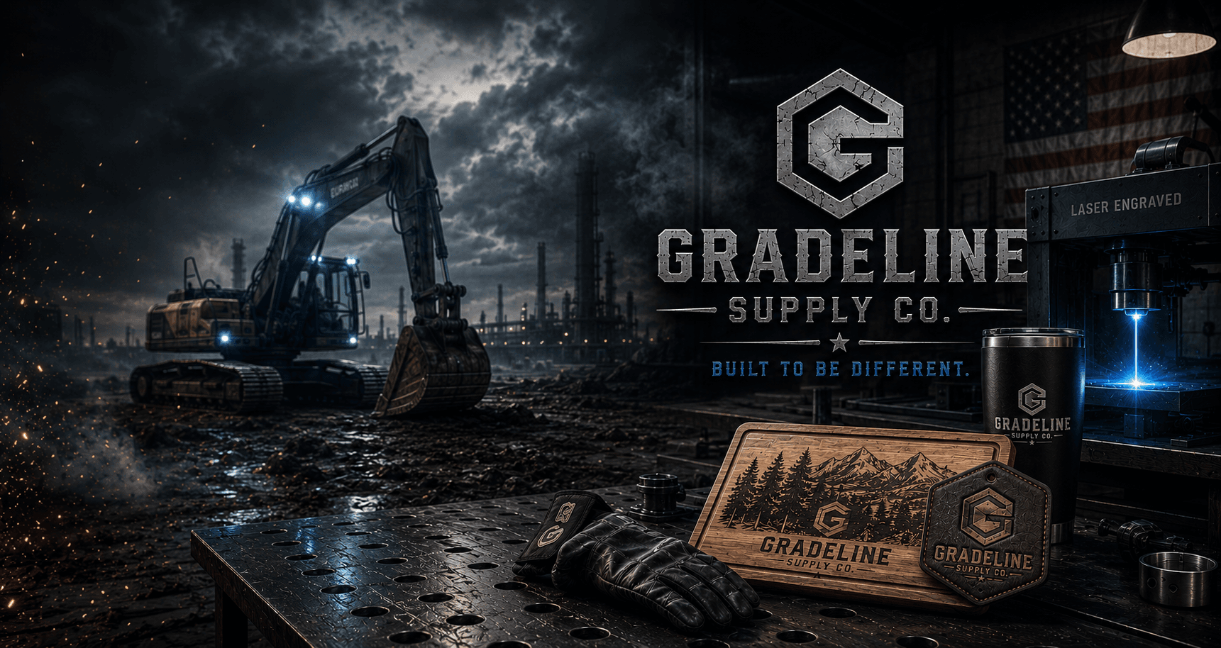 Gradeline Supply Co. laser engraved products hero banner