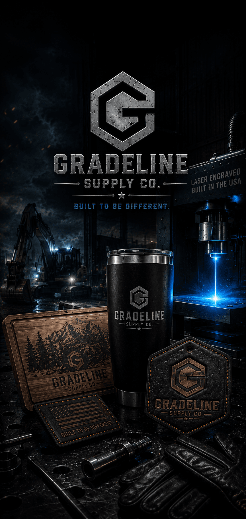 Gradeline Supply Co. laser engraved products hero banner