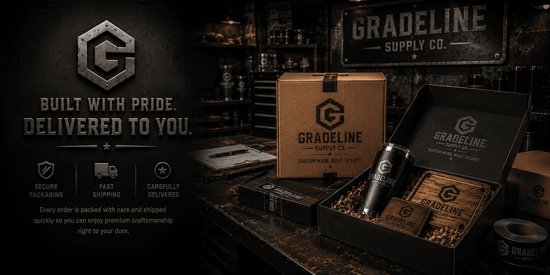 Gradeline shipping and delivery timeline banner